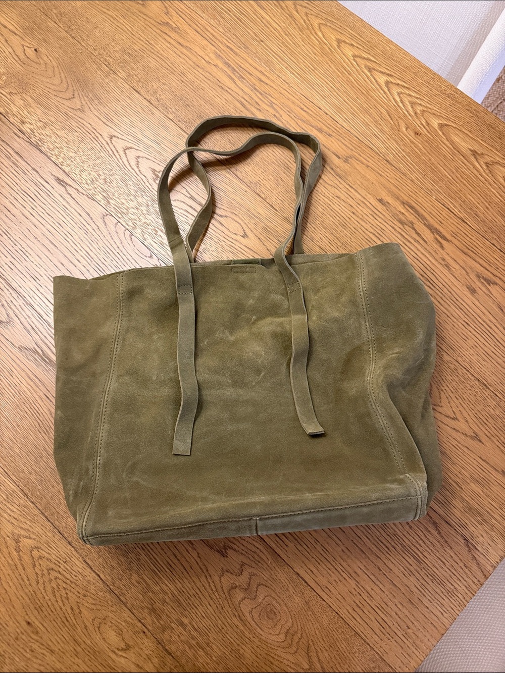 Mango Olive Suede Shoulder Bag